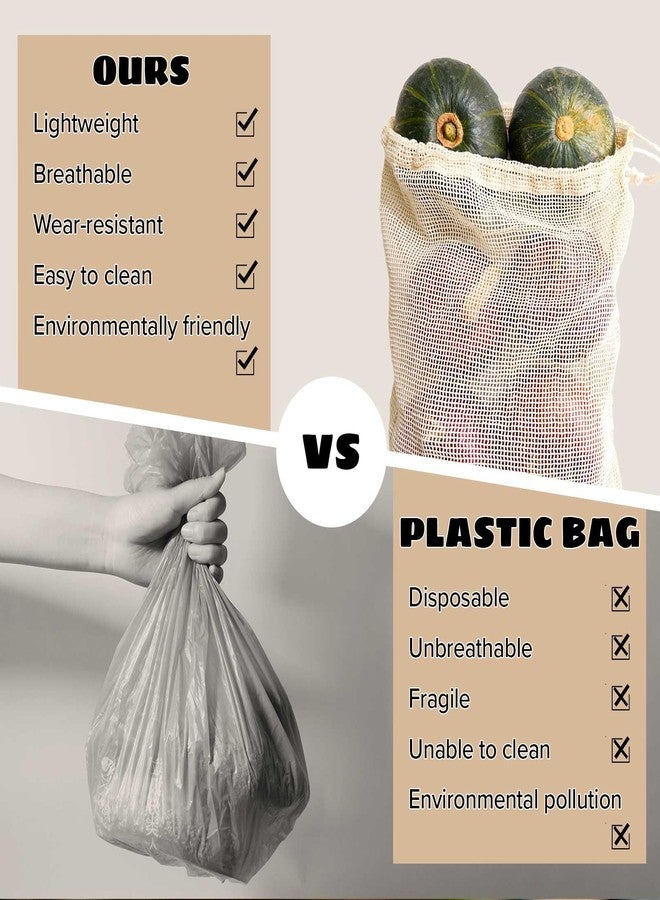 LZMS 3PCS Cotton Drawstring Tote Bag Sustainable,Breathable Reusable Grocery Bag, Durable & Comfortable for Shopping and Storage(3, Large) - Image 5